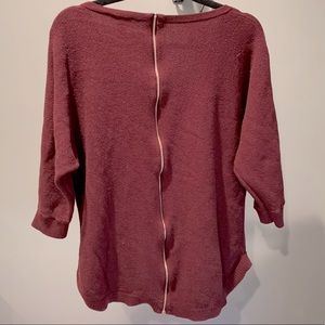 Burgundy light weight 3/4 sleeve zippered back  sweater from Express